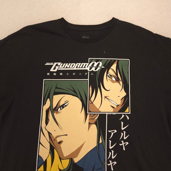 Gundam 00 Anime Graphic Crew Neck Short Sleeve T-Shirt Mens Size 2XL Black - Picture 1 of 9